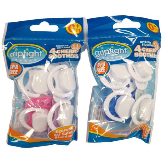 £2.99 Griptight - 4 Cherry Baby Soothers 0m+ (6)