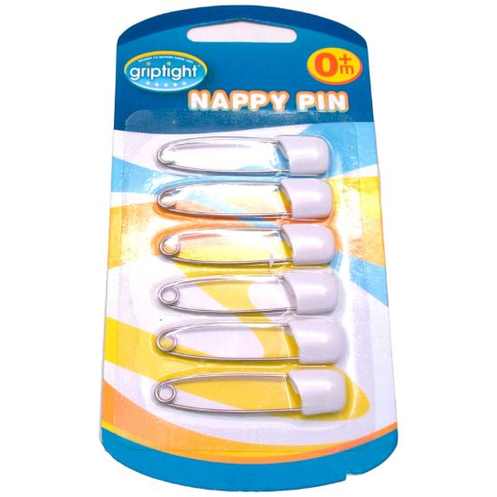 £2.49 Griptight - Nappy Pins (6)