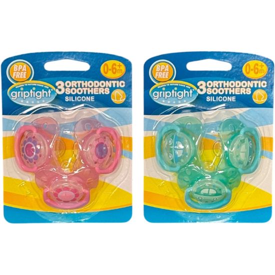 £2.99 Griptight - 3 Orthodontic Baby Soothers 0-6M+ (6) (Copy)