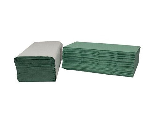 1-Ply V-Fold Hand Towels Green 12 x 300 Sheets (Pack of 3600)