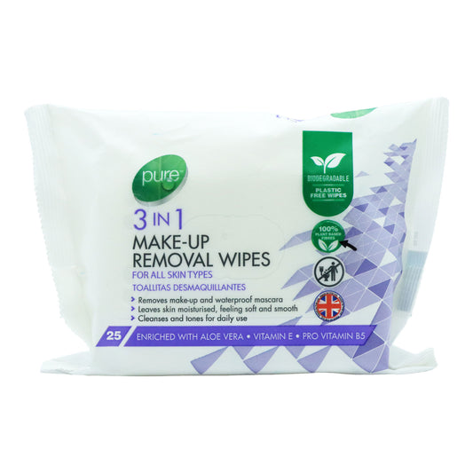 £1 Pure 3 in 1 Face Wipes (12)