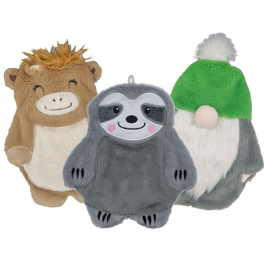 £9.99 Luxury Animal Hot Water Bottles With Animal Covers (6)