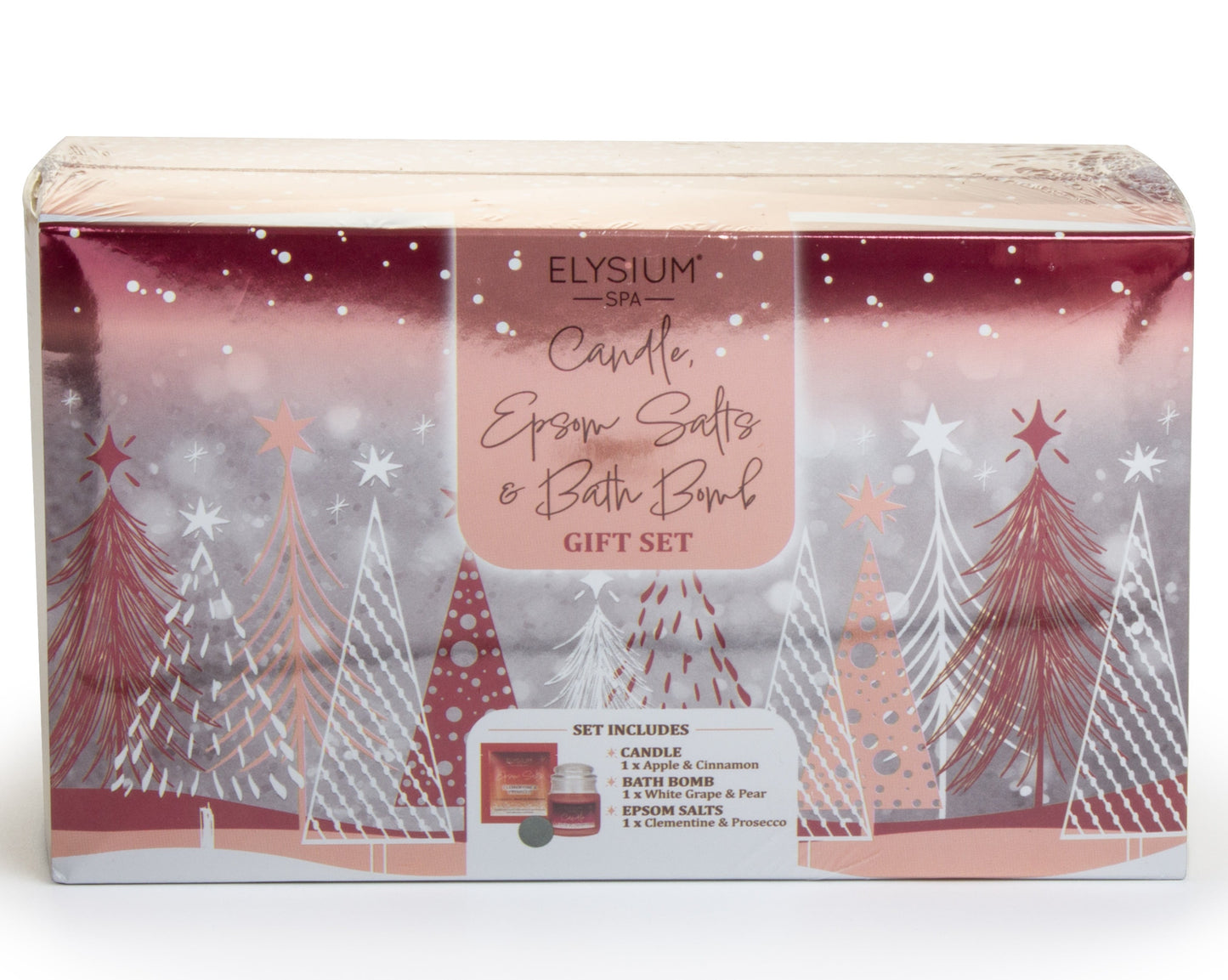 £4.99 SALTS, CANDLE, BATH BOMB SET - APPLE & CINNAMON (12)