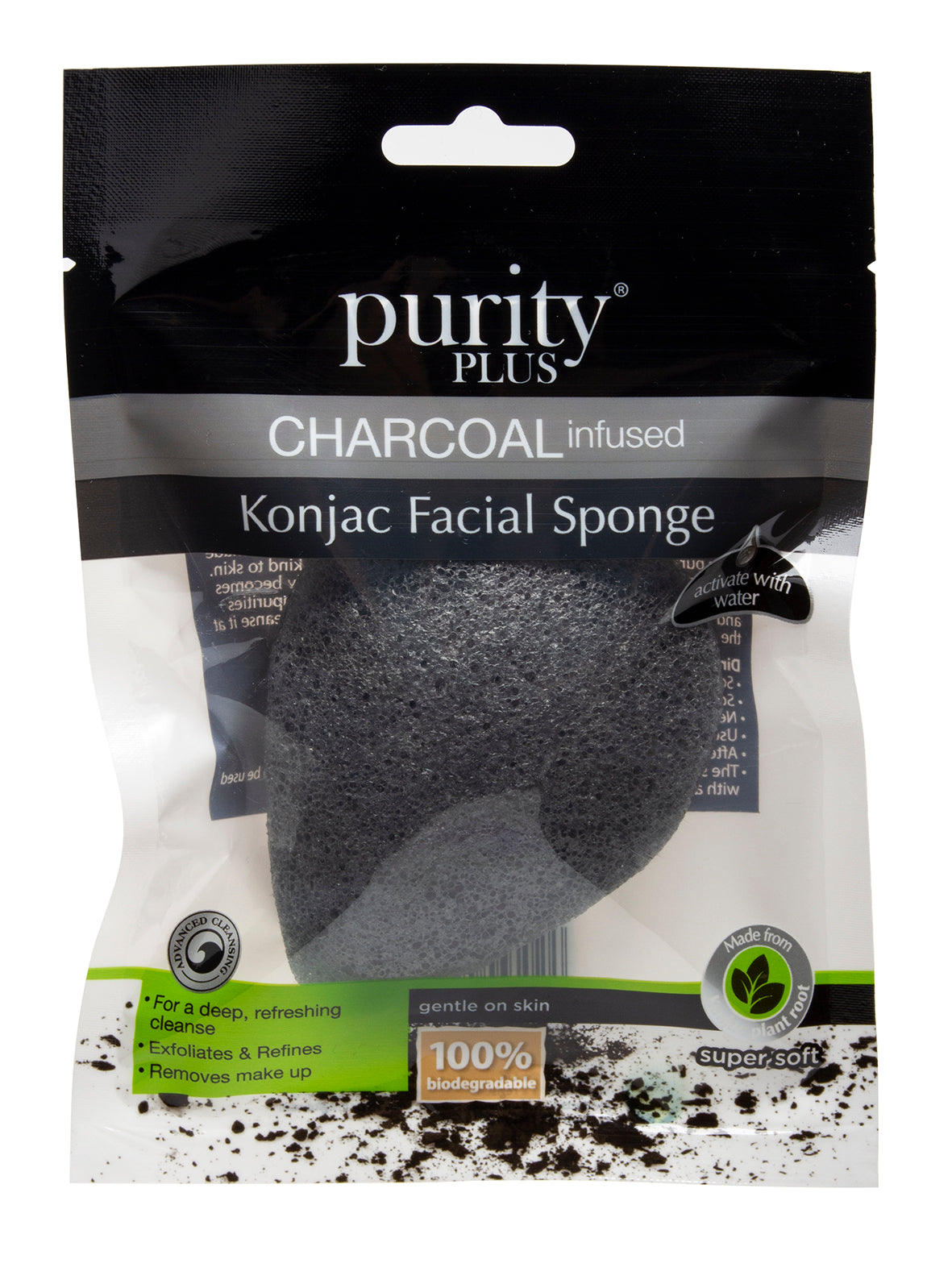 £1 PURITY PLUS CHARCOAL INFUSED KONJAC SPONGE (24)