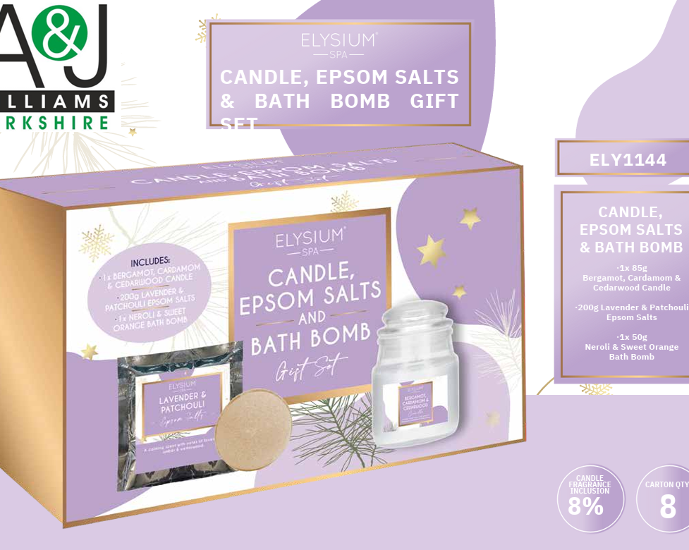 £4.99 Elysium Candle & Bath Bomb Gift Set (12)