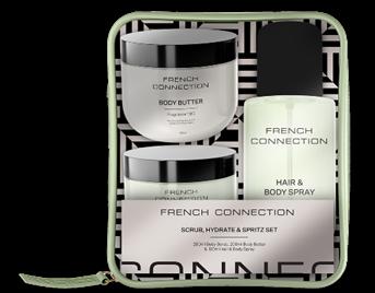 £15 FRENCH CONNECTION SCRUB, HYDRATE & SPRITZ BODY TRIO (1)