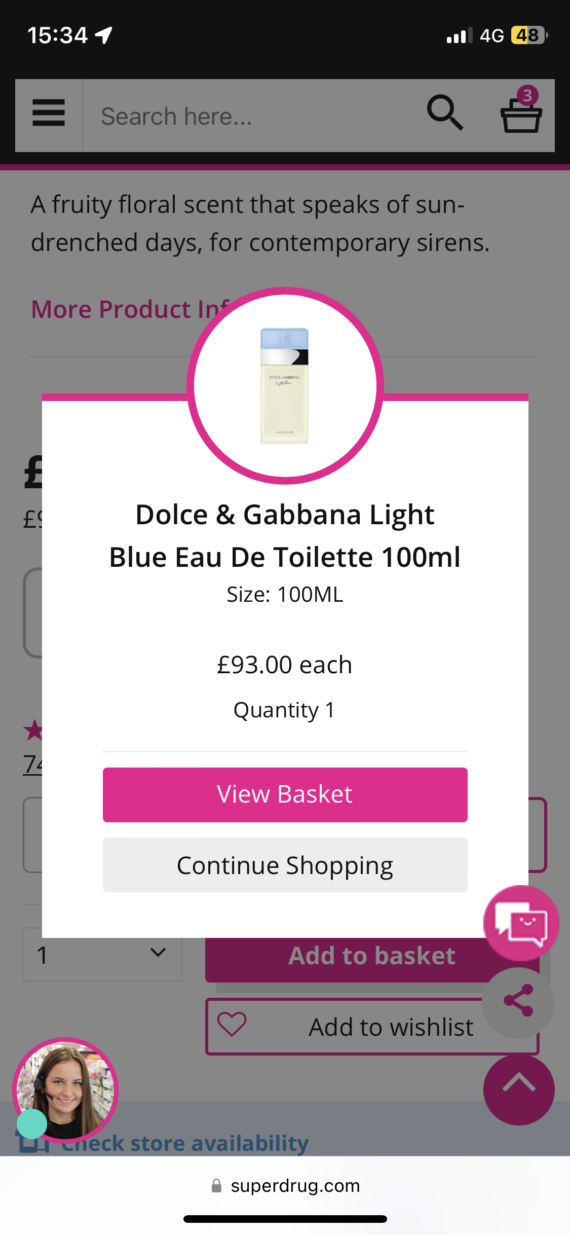 £93 D&G Light Blue EDP 100ml