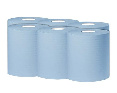 1-Ply Centrefeed Roll 300m Blue (Pack of 6)