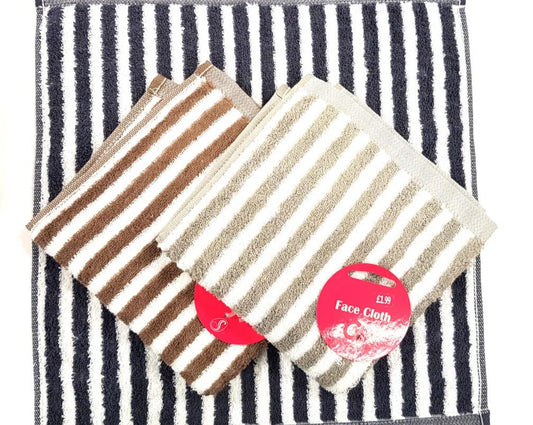 £1.99 Mens Stripe Facecloths (6)