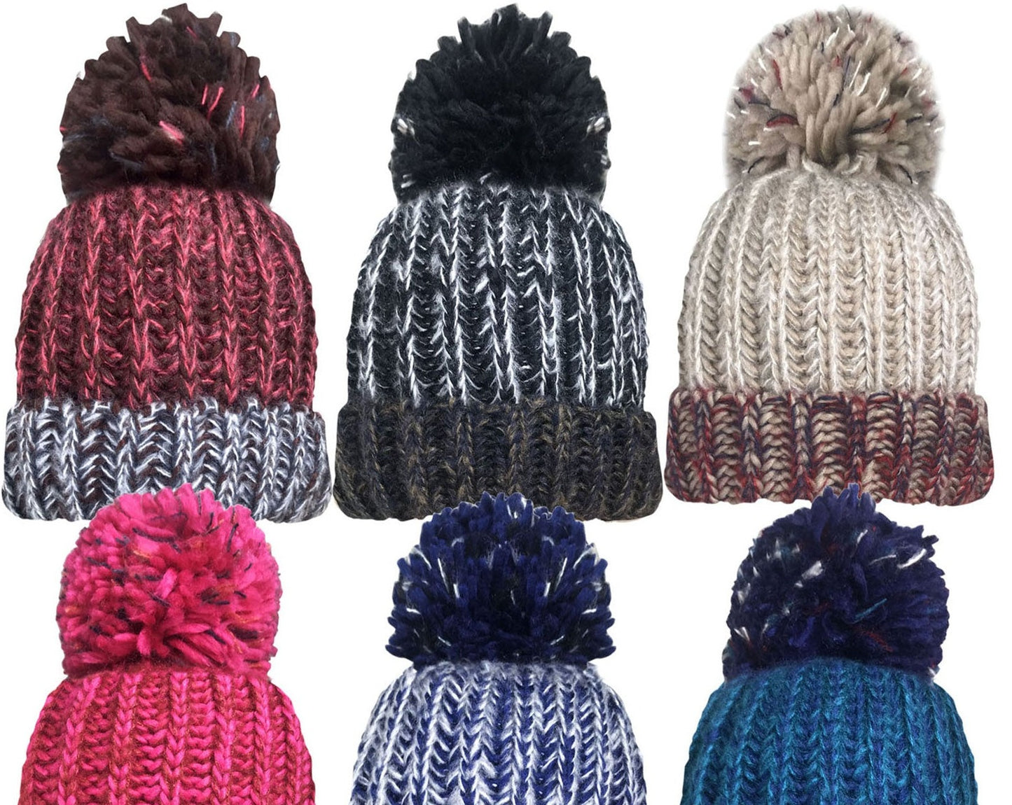 £3.99 Adults Knitted Pom Pom Hat (12)