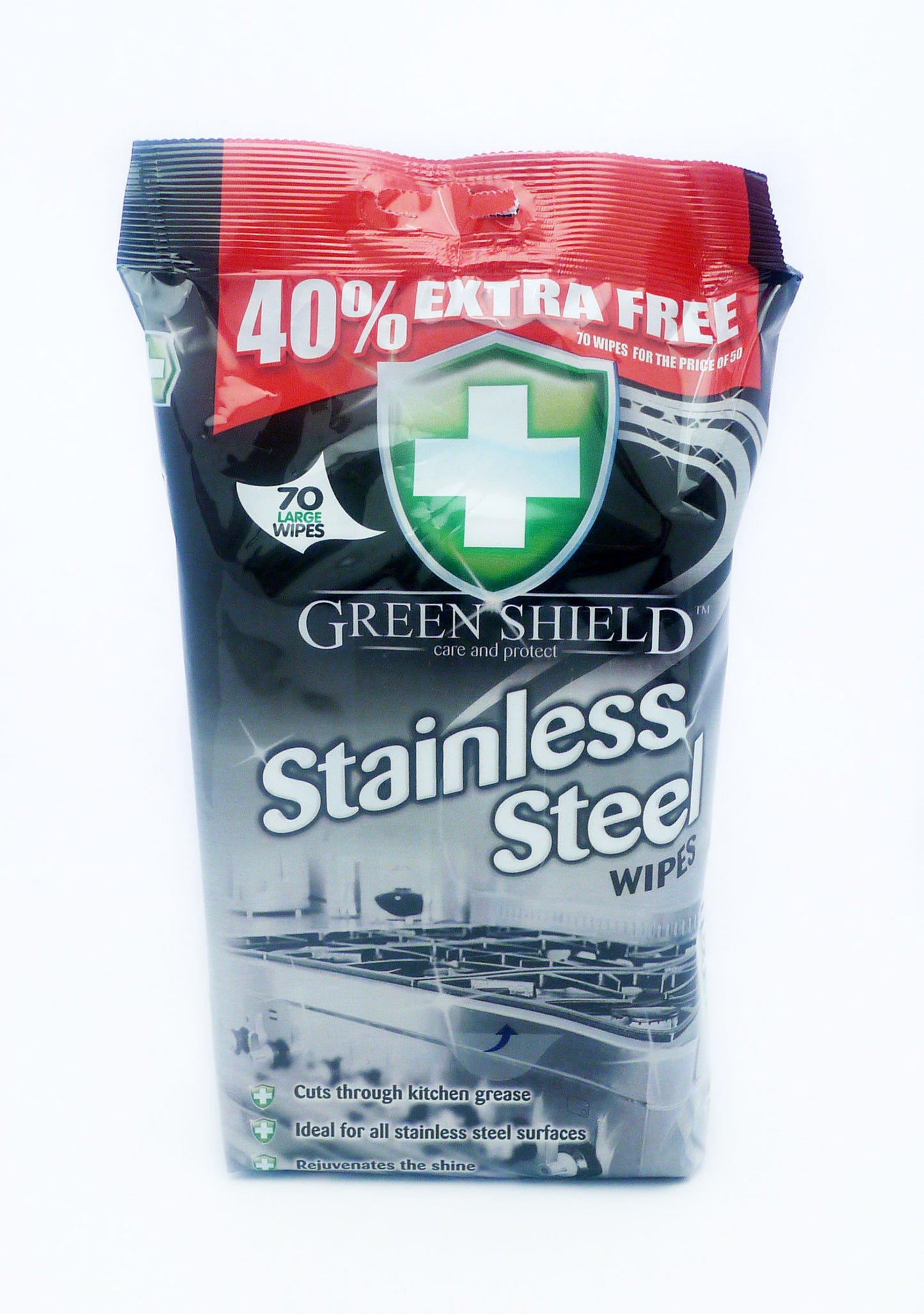 £1.49 Greenshield Stainless Steel Wipes (12)