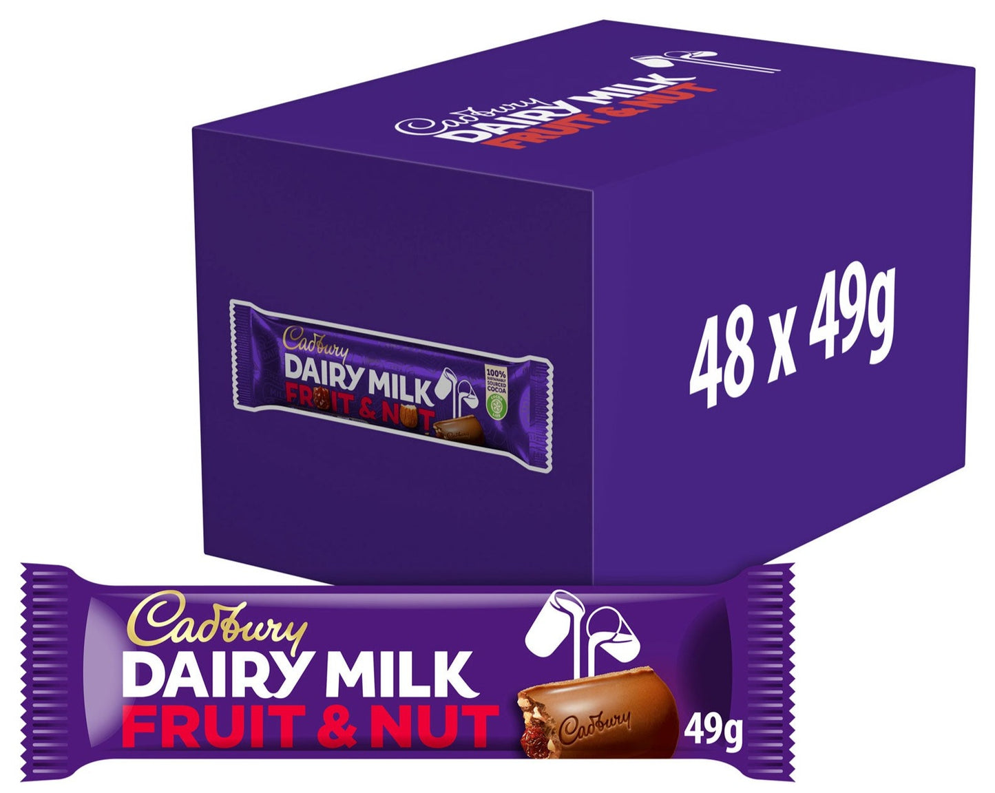 £0.85 Cadburys Fruit & Nut Bar 49g (48)