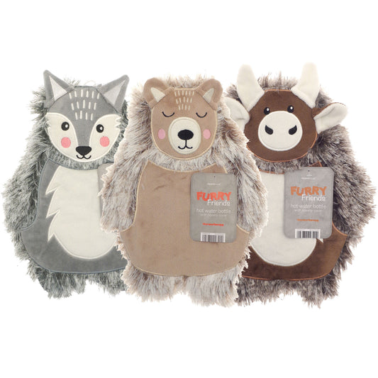 £9.99 Luxury Animal Hot Water Bottles With Animal Covers (6)