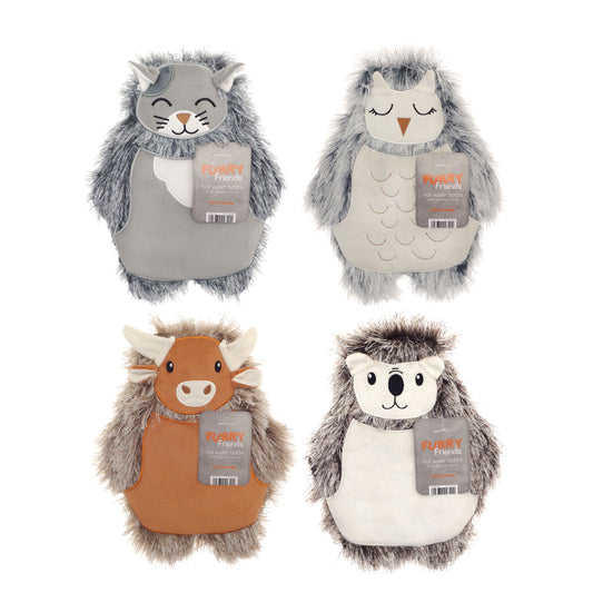 £9.99 Luxury Animal Hot Water Bottles With Animal Covers (6)