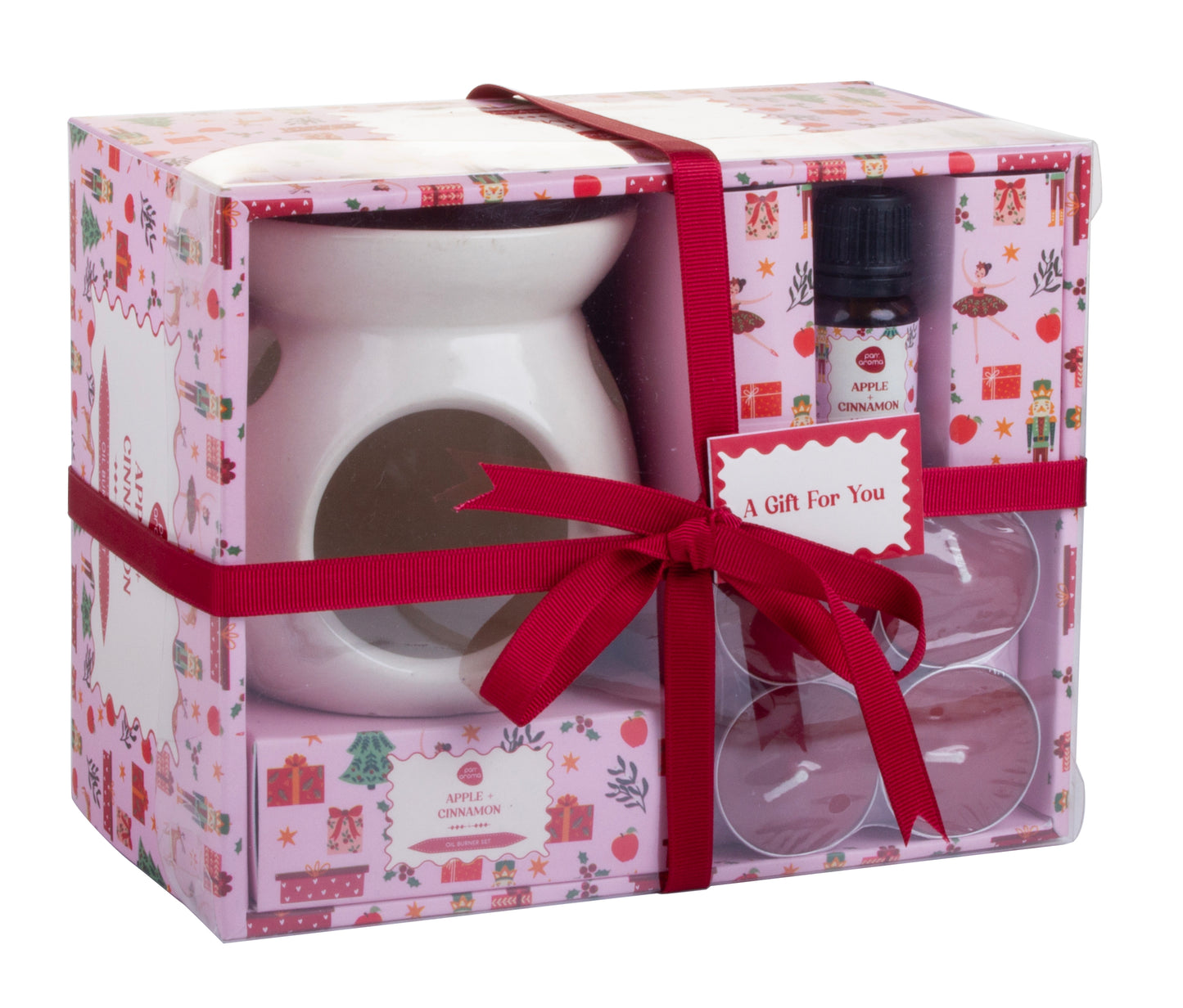 £5.99 OIL BURNER & TEALIGHTS GIFT SET- APPLE & CINNAMON (6)