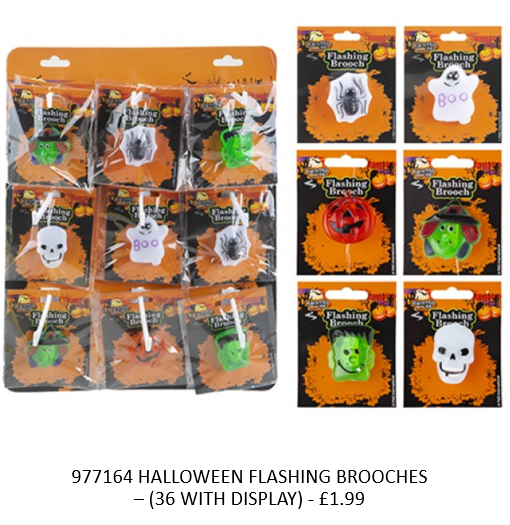 £1.99 Halloween Flashing Brooches (36)
