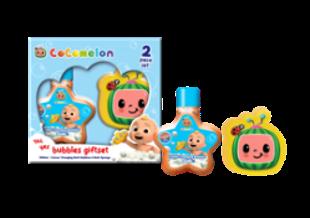 £6 COCOMELON SPONGE DUO SET – BATH SPONGE & 300ML COLOUR CHANGING BUBBLE BATH. (8)