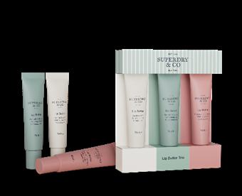 £8 SUPERDRY LIP BUTTER TRIO VANILLA CREAM, SMOOTH CARAMEL & PASSIONFRUIT 3X15ML (6)