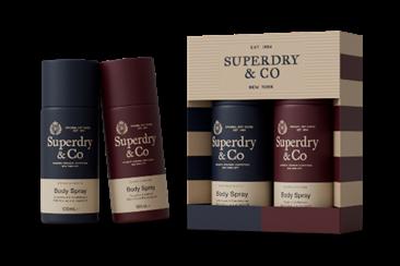 £8 SUPERDRY 2 X 150ML BODY SPRAY DUO SET IN CEDARWOOD AND SANDALWOOD & BERGAMOT &VETIVER (6)